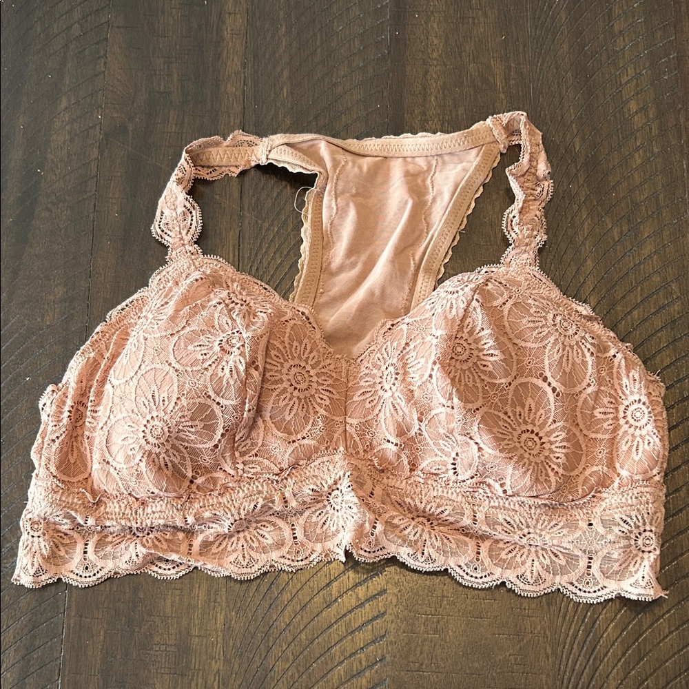 Aerie Floral Lace Bralette in Brown XL